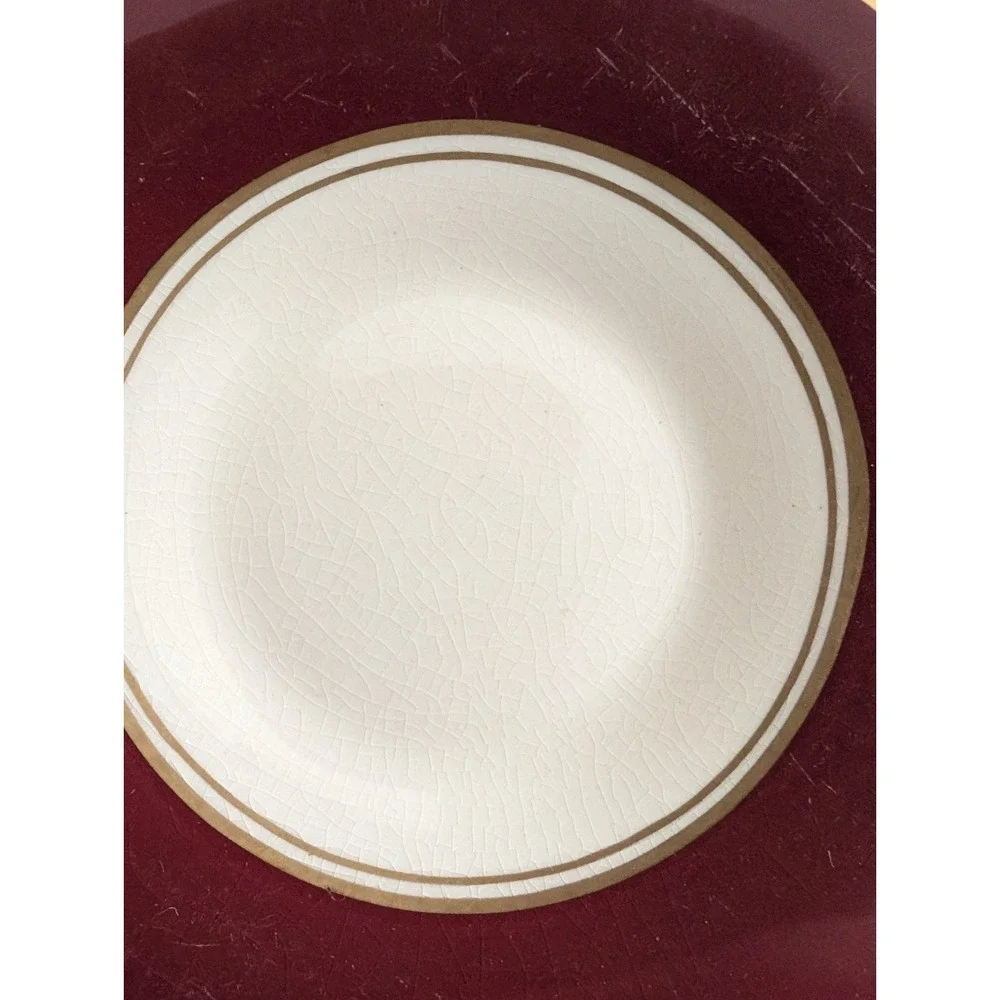 3 Vtg Saucer Set Fondeville Ambassador Ware Burgundy